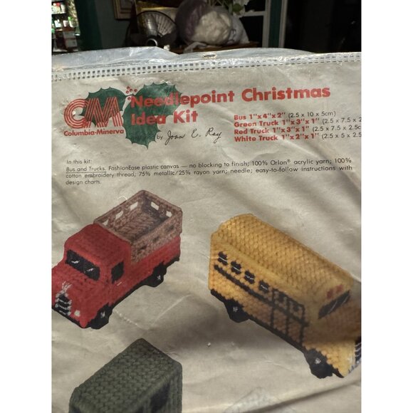 Columbia-Minerva Needlepoint Christmas Idea Kit Bus And Truck Vintage NIP - Picture 8 of 9